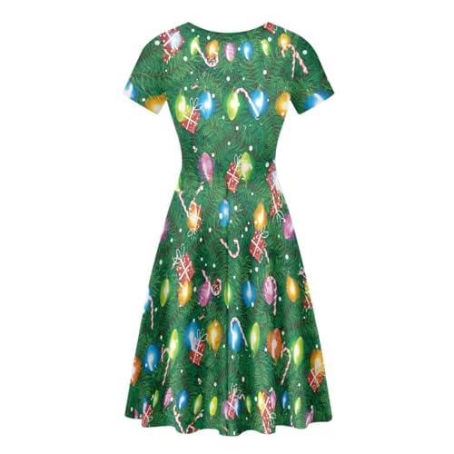 Image of POLERO Sunflower Dress for Women Floral Summer Dresses Short Sleeve Casual Sundresses Midi Dresses