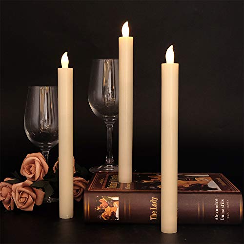 Image of Eldnacele Flameless Taper Candles with Remote and Timer, Battery Operated Real Wax 6 Pack Ivory LED Candles for Dinner Wedding Holiday Decorations