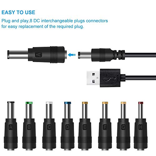 Adaptador de 8 puertos USB a CC de 5V a 12V y cable de alimentación para auriculares 4