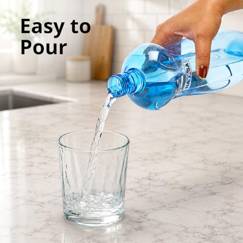 Image of Nayasa Loopy 1000 ML Pet Plastic Fridge Water Bottles Set of 6 | BPA Free | Leak Proof | Airtight Lid | Blue