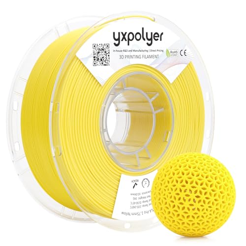 Image of YXPOLYER Flexible PLA Food-Safe 92A Soft PLA 3D Printer Filament 1.75mm 1KG for Printing Dog Chew Toys and Highly Elastic Bouncy Airless Basketball Pet Ball, Yellow