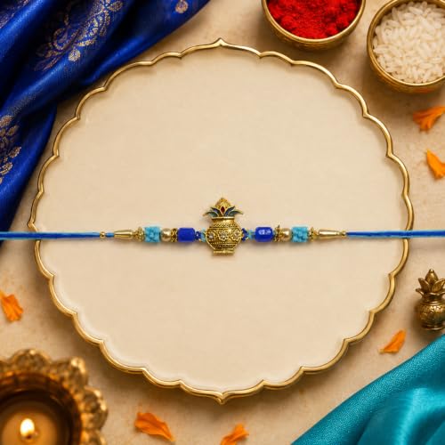Image of CraftVatika Designer Rakhi Set for Brother Boy Men, Kalash Rakhi Gift Combo for Brother Man, Rakhis for Rakshabandhan, Rakshabandhan Gift for Brother, Designer Rakshasutra Raki for Raksha Bandhan