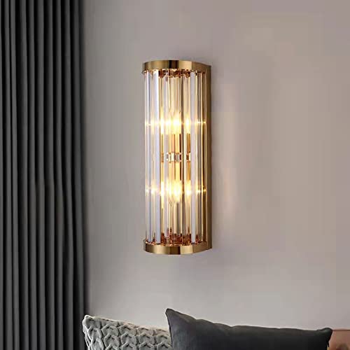 Aplique de pared de cristal dorado con diseño semiempotrado para dormitorio moderno 2