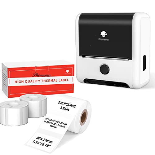 Memoking M200 Label Maker With 3 Rolls 1.57X0.78 Thermal Label, 3 Inch Barcode Label Printer, Sticker Maker Machine For Labeling, Mailing, Home, Office & Small Business, For Phones&Pc- White #TOP27