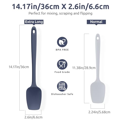 Image of U-Taste 14 inch Long Silicone Spoonula, 600F High Temp Spatula, Midnight Blue