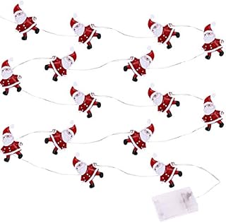OSALADI Christmas Santa Claus String Light Novelty Fairy Lights Xmas Indoor String Lamp for Xmas Tree Fireplace House Holidays Party Decors No Battery 2m (Red)