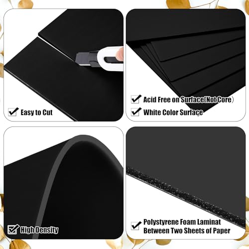Image of Frienda 100 Pack Foam Board 8 X 10 Inch Black for School Art Projects | Rigid Foam Core Double Sided Surface, Lightweight for School Projects Crafts Presentations Office Displays Wedding Artwork