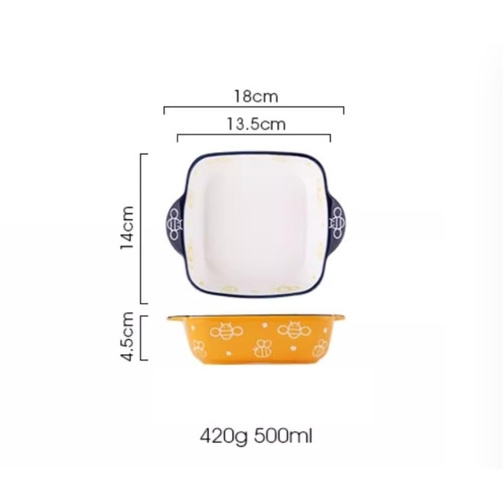 Plateau de cuisson en céramique, joli bol à double oreille peint la main Pain