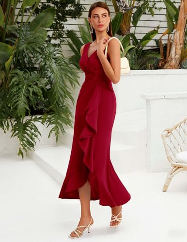 Image of BeryLove Formal Wedding Guest Evening Midi Ruffle Dresses Prom Cocktail Party Mother of The Bride Dress