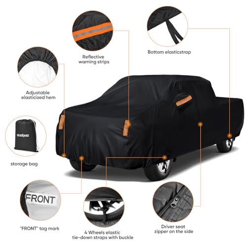 Truck Cover Waterproof All Weather - Pickup Truck Car Cover Fit for Ford F150, Chevrolet Silverado 1500, Gmc Sierra, Ram 1500, Toyota Tacoma (Length Up to 242 inch) - Thumbnail 7