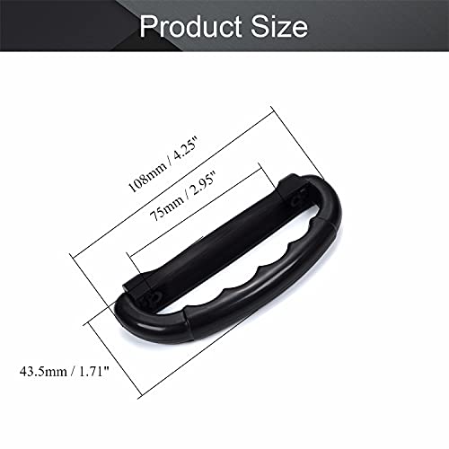 1Pc Luggage Handle 4.96" x 2.05" (L x T) Plastic Pull Handle Grip Replacement 126mm x 52mm for Luggage Suitcase Box Black Tone(Black-108,4 Pieces)2
