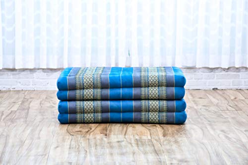 Image of Leewadee Trifold Mattress Standard - Comfortable Thai Massage Pad, Foldable Floor Mattress Filled with Kapok, Perfect to Use as a Sleeping Mat 79 x 28 inches, Light Blue