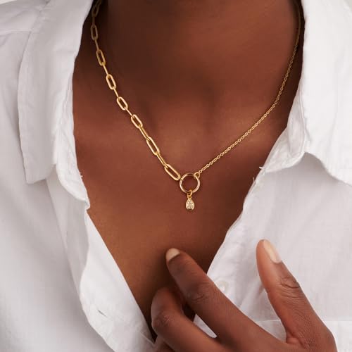 Hope Necklace | Diamond Necklaces For Women Gold | Natural Good-Cut White Diamond 8pc | 18K Yellow Gold Plated | 925 Sterling Silver | Adjustable Sizes2