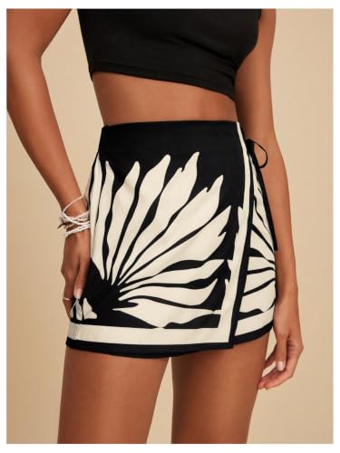 Image of SweatyRocks Women's Boho Mini Skirts Floral Shorts Tie Side Wrap Skorts