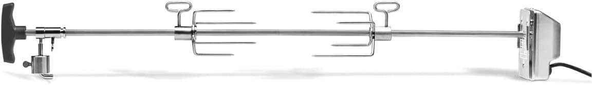 BURNHARD Girarrosto per Barbecue Universale, spiedo Girevole Elettrico in Acciaio Inox, Set di spiedo per griglia, Max. 90 cm
