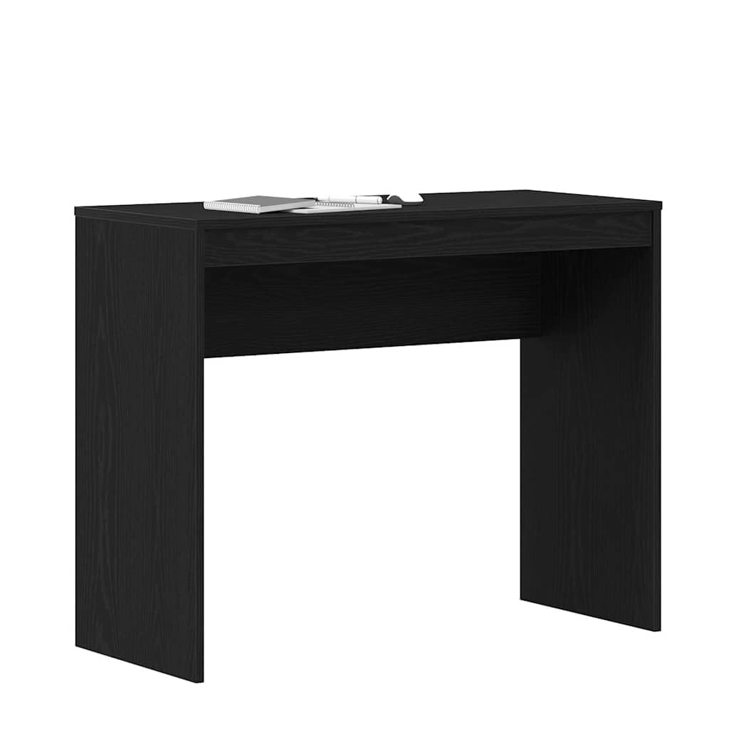 Scrivania in rovere nero, 90 x 40 x 72 cm, moderna scrivania per computer in legno, tavolo da lavoro compatto per casa e studio, stabile tavolo da ufficio