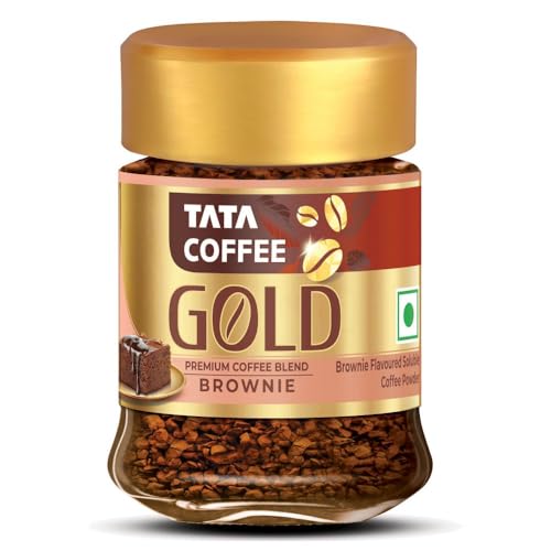 Image of Tata Coffee Gold Brownie Flavoured Instant Coffee, 25g, Premium Coffee Blend, Enjoy Hot or Cold, Perfect For Espresso, Latte, Cappuccino, Strong Taste & Rich Aroma