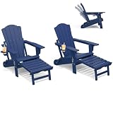 THOEOE Folding Adjustable Adirondack Chairs with Ottoman & 1 Cup Holders Set of...