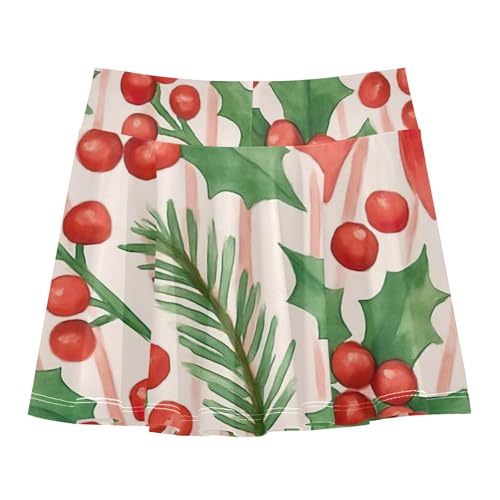 Watercolor Christmas Red Bows Tennis Skirts for Kids Casual Girls' Shorts Athletic Skorts Girl Skort 4t2