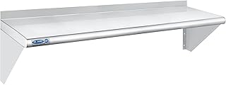 HARDURA Stainless Steel Shelf 12" x 48", 250lb Commercial Shelves Wall Mount Metal Shelving with Backsplash and Brackets f...