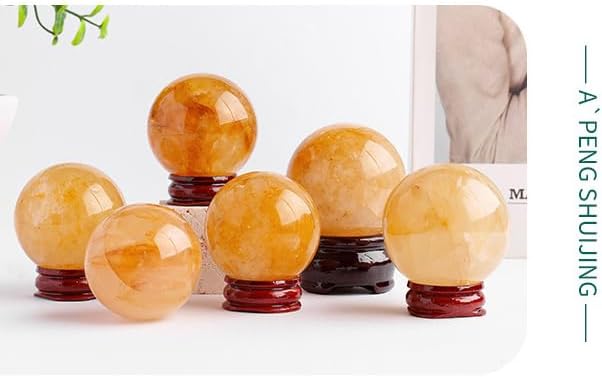Yellow Crystal Ball Decorative Ornament for Home and Office Sphere Versatile Accessory,40~50mm