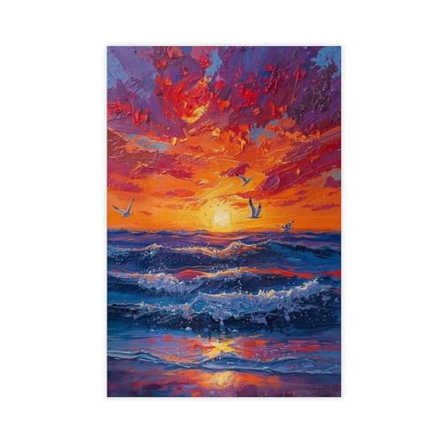 Tableau marine vagues colorées sur toile peinture à l'huile haut de gamme