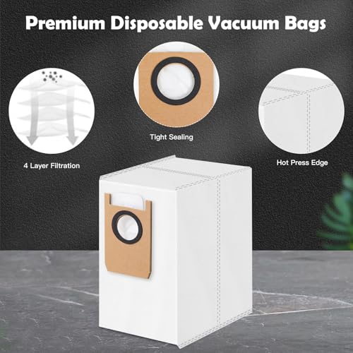 Image of 12 Pack Dust Bags Compatible with Eufy Omni S1 Pro, Omni S1, Omni S2 Robot Vacuum, 4-Layer Replacement Disposable Bags