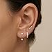 Trendy 14K Gold Plated Earrings for Women Accessories, Stud Huggie Hoop Jacket Stack Cartilage Helix Earring Set for Multiple Piercing, Small Dainty Cute Fashion Birthstone Jewelry Gifts Set