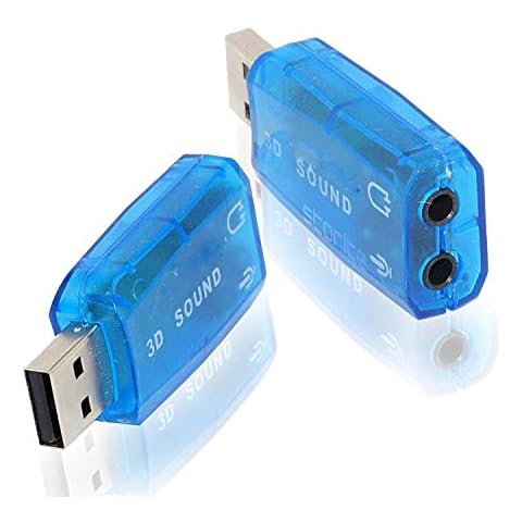 Simyoung 5.1 USB External Stereo Sound Adapter for Windows and Mac with 3.5mm Headphone and Microphone - Blue Cover