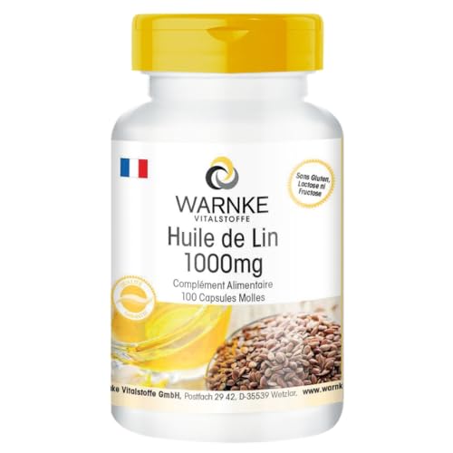 WARNKE VITALSTOFFE - Huile De Lin 1000 mg - 100 gélules molles - Préssé à froid - 52,6% d'acide alphalinolénique | Warnke Vitalstoffe - Qualité des pharmacies allemandes