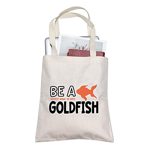 TOBGBE TV Show Gift Be a Goldfish Makeup Bag Funny Gift for Women TV Show Merchandise Soccer Football Lover Travel Case (Be a Goldfish tote)