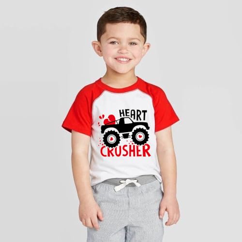 Kids Valentines Shirt Boys Girls Valentine's Love Heart Graphic Tees Raglan Toddler Short Sleeve T-Shirt Tops 2-7 Years4