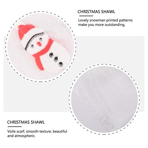 KESYOO LenÃ§o Feminino de Natal Branco Boneco de Neve Xale Macio Quente para O Inverno LenÃ§o Elegan