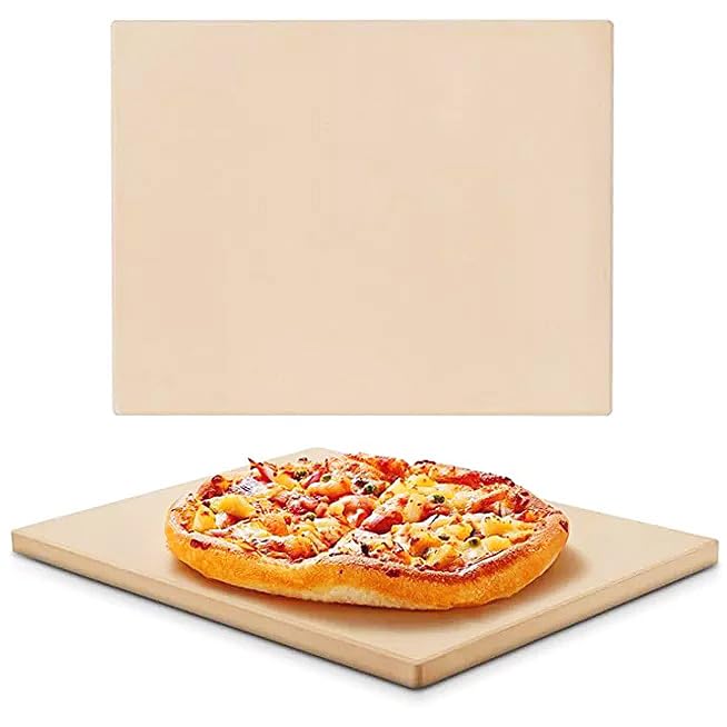 CHSG Piedra para hornear pan de pizza de 32,5 x 32,5 x 10 cm, ideal para hacer pizza crujiente, pan, galletas y más, resistente a los golpes térmicos, para hornos, parrillas, hornos de pizza