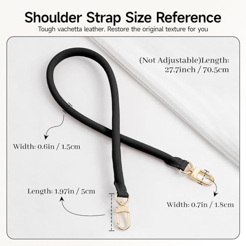 Image of Bag Genuine Vachetta Leather Shoulder Short Strap Replacement Fit for Graceful Damier or Speedy25 30 35(Black)
