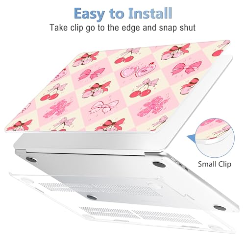 Image of Mektron Case for 2026 MacBook Air 13-inch M5 Laptop A3449 with 13.6-inch Liquid Retina Display, 2025 2024 2022 M4 /M3 /M2 MacBook Air 13 inch Hard Shell Cover, Fit Model A3240 A3113 A2681, Cherry with Bows