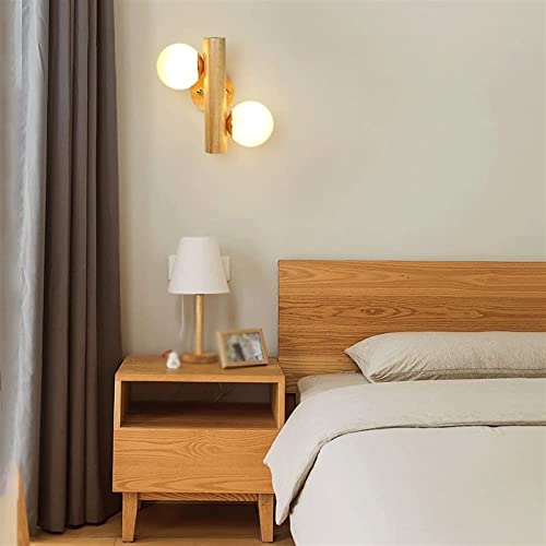 Aplique de pared madera LED giratorio con doble cabezal de lectura estilo japonés 2