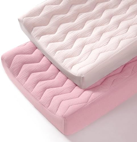 lulumoon Muslin Changing Pad Cover: Baby Cotton Quilted Changing Table Cover - Soft Changing Pad Sheets for Boys Girls
