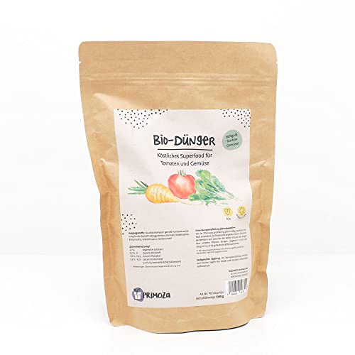 PRIMOZA Bio Dünger für Tomaten und Gemüse I 1 Kg organischer Dünger I Natürlicher biologischer Pflanzendünger I Düngemittel mit Langzeitwirkung Cover