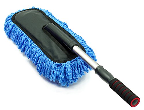 Balai à franges Wenwan pour lavage de voiture - Long manche rétractable - Brosse à cirer microfibre