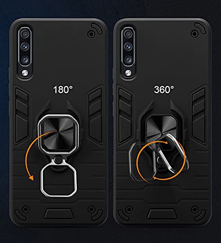 Image of Pikkme D5 Tough Armor Bumper Back Cover Case for Samsung Galaxy A70 |Ring Holder & Kickstand in-Built (Black)