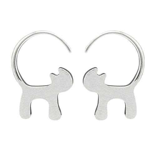 Julie's Jewelry Small fresh S925 silver star who meow cat tail drawing hypoallergenic Earrings