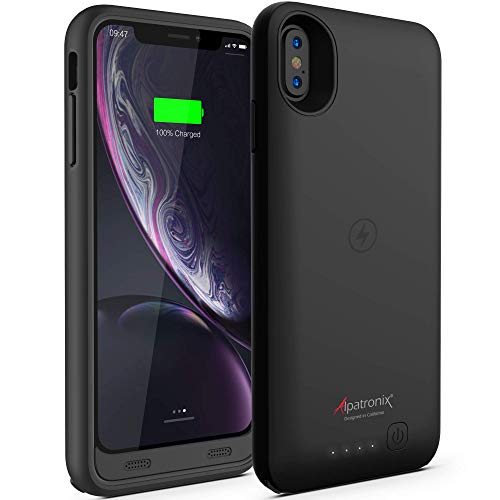 Alpatronix iPhone XR Battery Case, 3500mAh Portable Protective Extended Charger Cover with Qi Wireless Charging Compatible with iPhone XR (6.1 inch) BX10r - (Black)