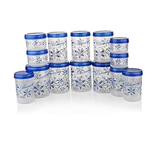 ASIAN Blooming Turn & Lock Airtight Kitchen Storage Containers Set of 14 Blue for Storage, Home Kitchen, containers Sets…