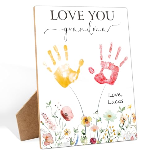 I Love You Grandma Themed Handprint Art Keepsake Making Sign with...