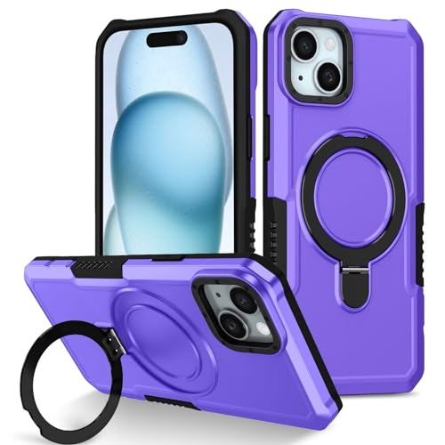 Beajew Funda para OPPO A1K, 135° Rotating Ring Grip Stand Holder Capa TPU + PC Shockproof Anti-rasguños teléfono Caso protección Cáscara Cover,Armor Carcasa - Morado