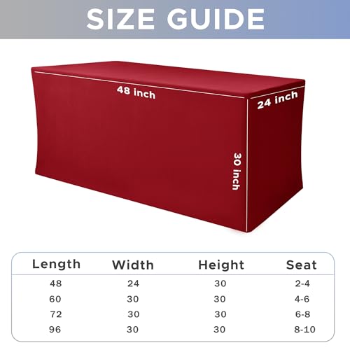 Image of Rectangle Spandex Fitted Tablecloths For Vendor Booths 2 Pcs 48X24 Inch Red