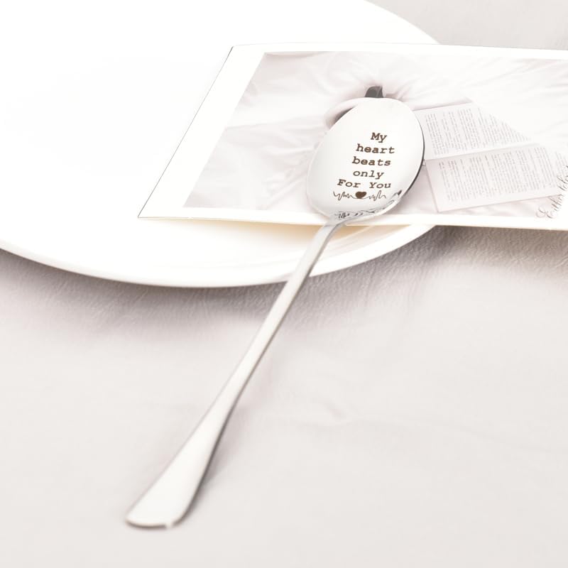 Miniatura 2 de Regalos para parejas para él, esposa, marido, My Heart Beats Only for You, cuchara para novio, novia, amigo, aniversario, regalos de cumpleaños para