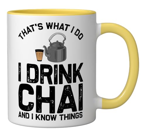 Taza de Cerámica para Beber Té 11 oz Amarilla/Blanca miniatura 2