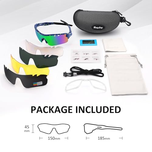 Image of BangLong Polarized UV400 Sports Sunglasses with 5 Lenses for Men Women